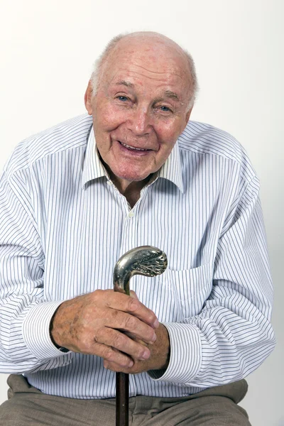 Happy happy elderly man enjoys life — Stock Photo, Image