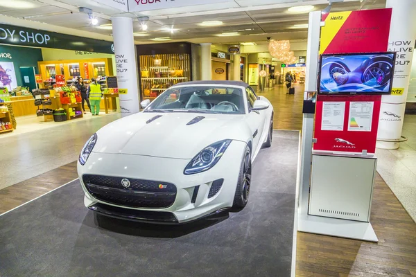 Advertising from a car rental company for a Jaguar F Type ca — Stock Photo, Image