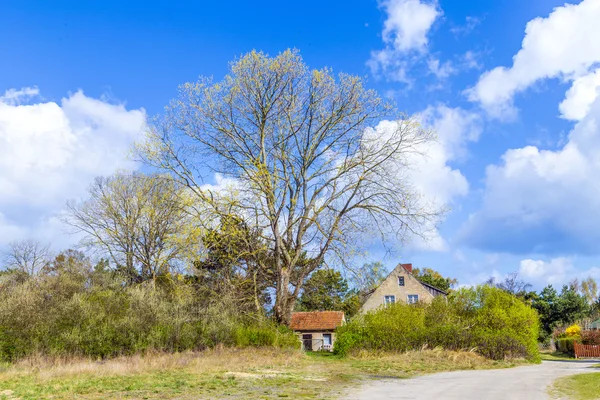Landschaft mit alten Häusern im Einsatz — Stockfoto