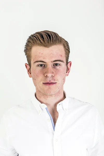 Smart looking teenage boy in white shirt — Stock Photo, Image