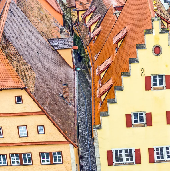 Detal domów na rynek miasta Rothenburg ob der T — Zdjęcie stockowe