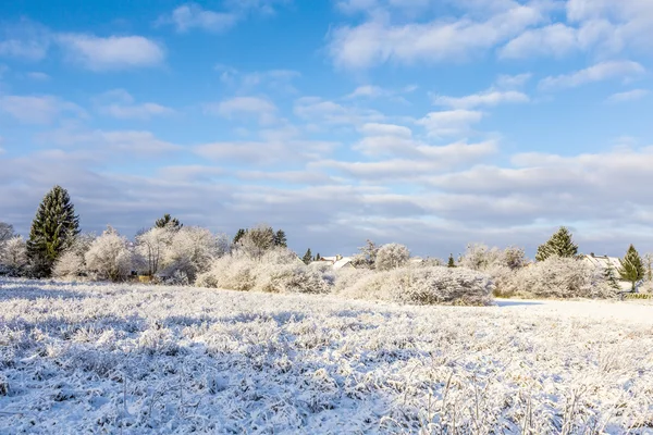Snow covered fields with settlement at the horizon in Munich — Stock Photo, Image