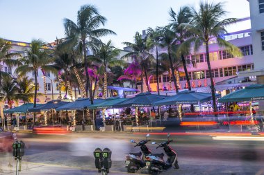 Okyanus gece manzaraya Miami'de sürücü