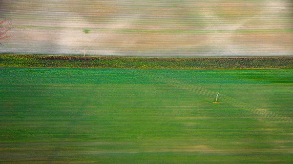 Ländliche Landschaft mit Hektar aus Heißluftballon — Stockfoto