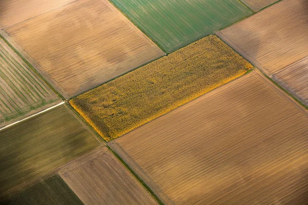 Αγροτικό τοπίο με στρέμμα από αερόστατο ζεστού αέρα — Φωτογραφία Αρχείου