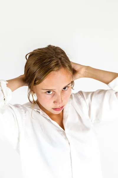 Teenage girl with brown hair — Stock Photo, Image