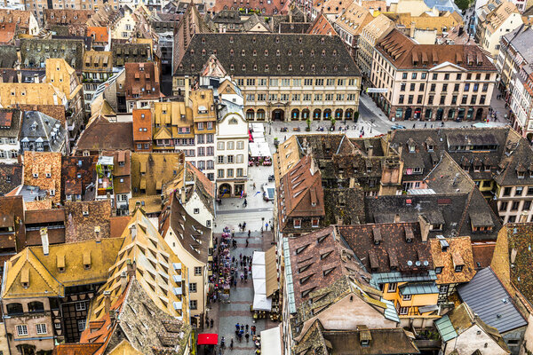 aerial view of Strasbourg  to the old city