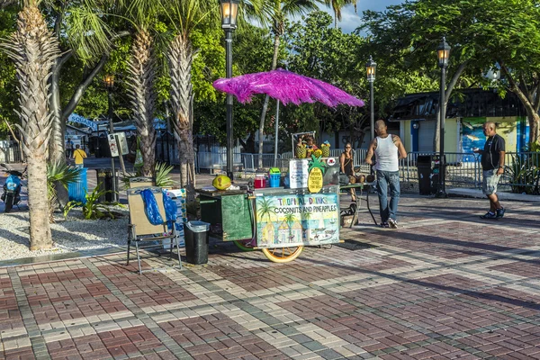 Les gens profitent du coucher de soleil sur la place Mallory à Key Wes — Photo