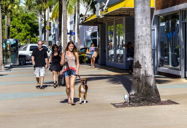people go shopping in the afternoon sun in Lincoln Road