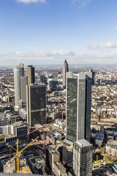 Aerial of the financial district in Frankfurt — Stock Photo, Image