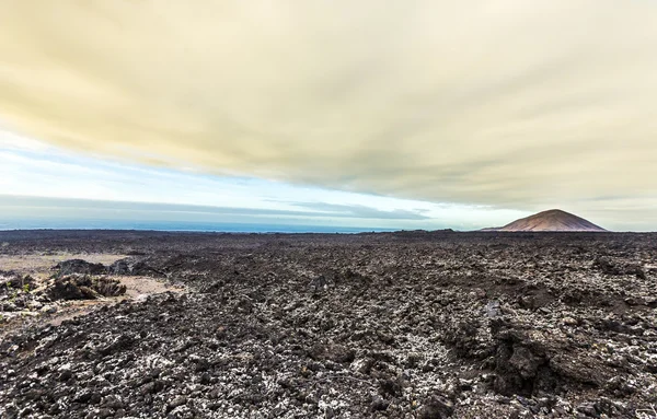 Naplemente a vulkanikus Timanfaya Nemzeti Park Lanzarote — Stock Fotó