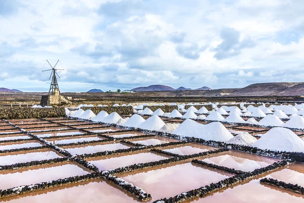 Piles de sel dans la solution saline de Janubio — Photo