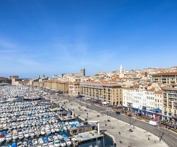 Panorama Flygfoto på gamla hamnen i Marseille — Stockfoto