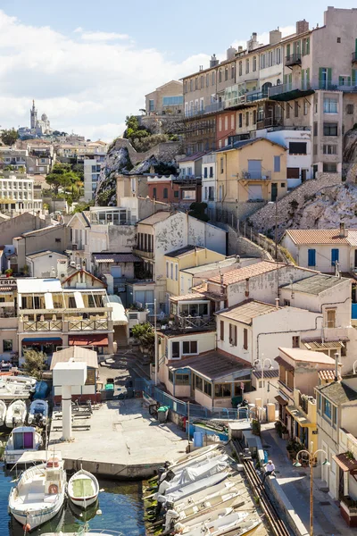 View of Vallon des Auffes, picturesque old-fashioned little fish — Stock Photo, Image