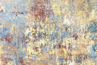 Eski bir evin eski grunge duvarı. Renk kalıntıları. 