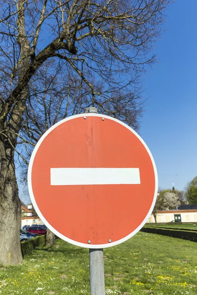 Geen vermelding voor voertuigen verkeersbord — Stockfoto