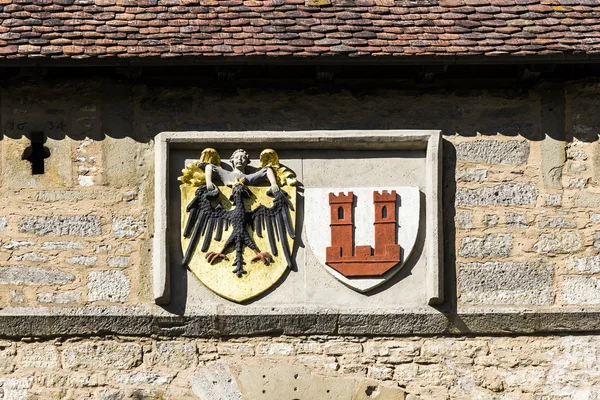 Emblem i Rothenburg ob der Tauber, Kobolzell gate — Stockfoto