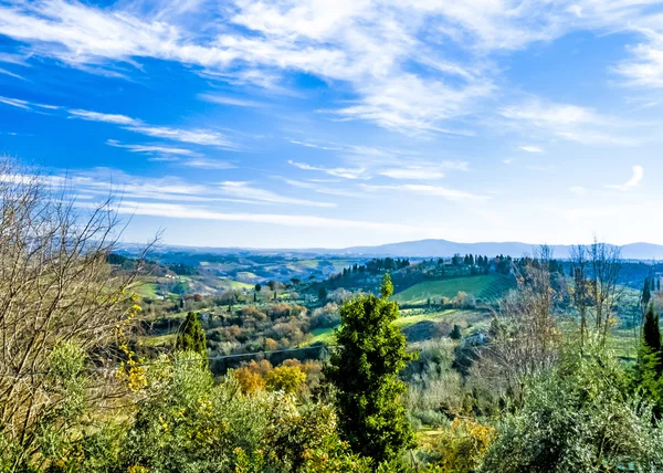 Toscanska landskapet sett från San Gimignano, Italy — Stockfoto