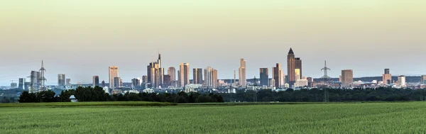 Panoramiczny widok na Frankfurt nad Menem w horyzoncie — Zdjęcie stockowe