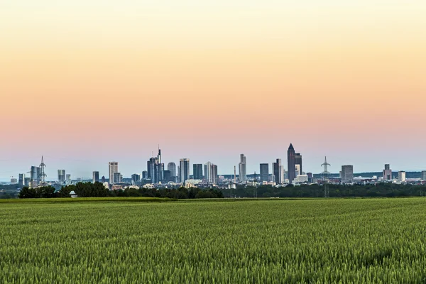 Panoramatický výhled na Frankfurt nad Mohanem na horizontu — Stock fotografie