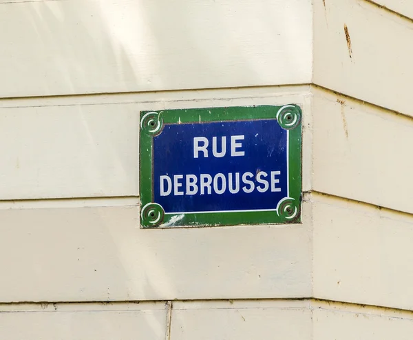 Paris, rue debrousse gammal vägskylt — Stockfoto