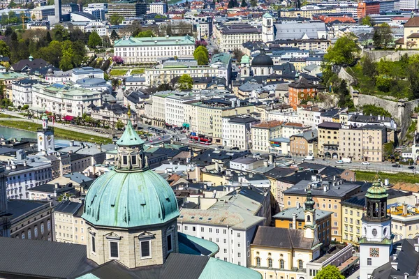 View to the old city of Salzburg from the castle Hohensalzburg — Stock Photo, Image