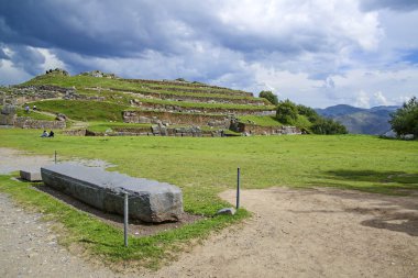 sacsayhuaman duvarlar, Cuzco, Peru yakınındaki antik Inca Kalesi