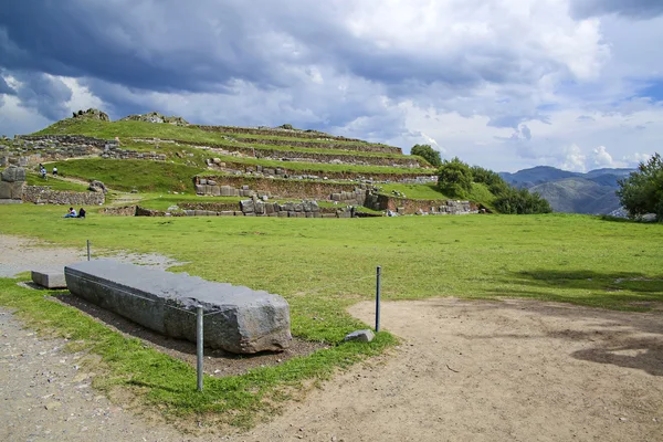 Ściany Sacsayhuaman, starożytną fortecę Inków w pobliżu Cuzco, Peru — Zdjęcie stockowe