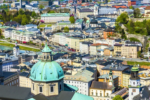 View to the old city of Salzburg from the castle Hohensalzburg — Stock Photo, Image