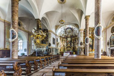 famous Trunesco abbey in Traunkirchen clipart