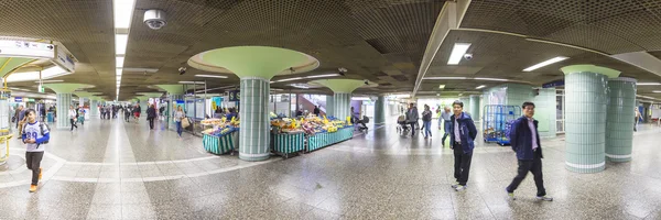 Metro tren istasyonu terk etmeye hazır — Stok fotoğraf