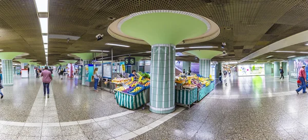 Metro tren istasyonu terk etmeye hazır — Stok fotoğraf