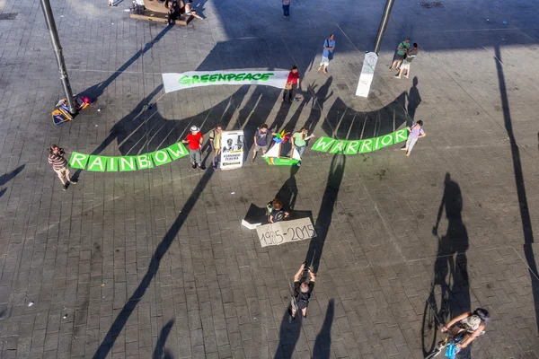 Greenpeace organisation protests against murder of Fernando Pere — Stock Photo, Image