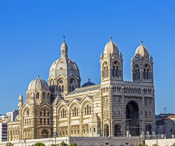 Pemandangan bersejarah Katedral de la Major, di Marseille, Perancis — Stok Foto