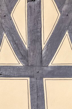 Almanya 'da ortaçağ yarım odunlu ev duvarının ayrıntıları