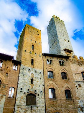 San Giminiano, Tuskany, İtalya 'daki eski manzara kulesi