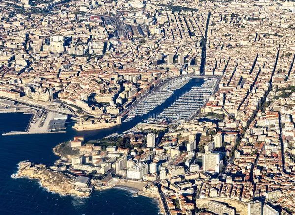Widok z lotu ptaka z Marsylii — Zdjęcie stockowe