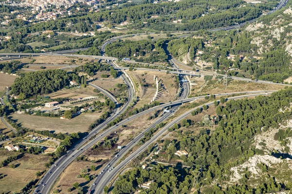 Aerial view of highway near Marseille — Stock Image Aerial view of highway near Marseille Stock Image