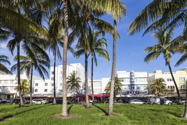 The famous Ocean Drive Avenue in Miami Beach