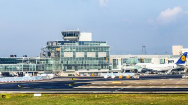 Aircraft standing near the terminal 1at Frankfurt Main airport
