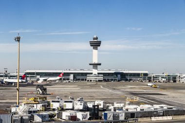 Air Traffic Control Tower and Terminal 4 with Air planes at the