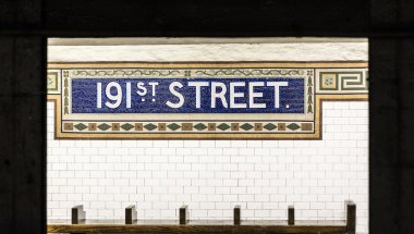 old vintage sign 191th street Subway Station in the Bronx clipart