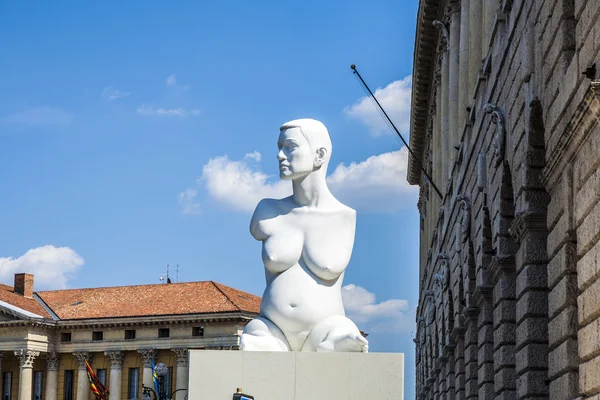 Статуя женщины с рукописью Элисон Лаппер в Вероне — стоковое фото