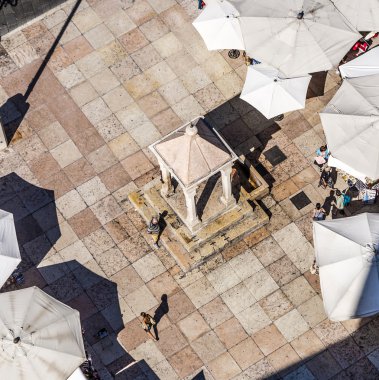 aerial view of the Piazza delle Erbe with unidentified people