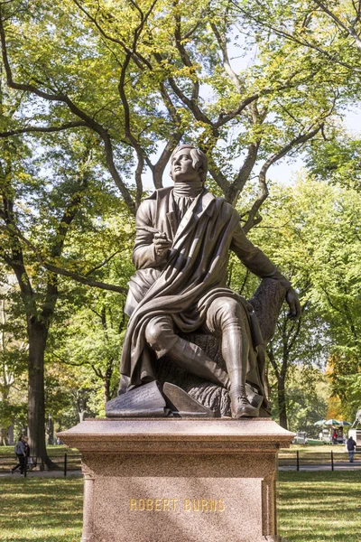 Estátua do poeta / letrista Robert Burns, Central Park, Nova Iorque — Fotografia de Stock