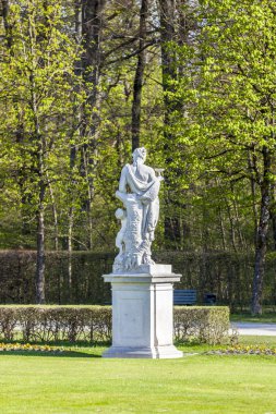 Statue schloss Munich, Nymphenburg palace on sunny day 