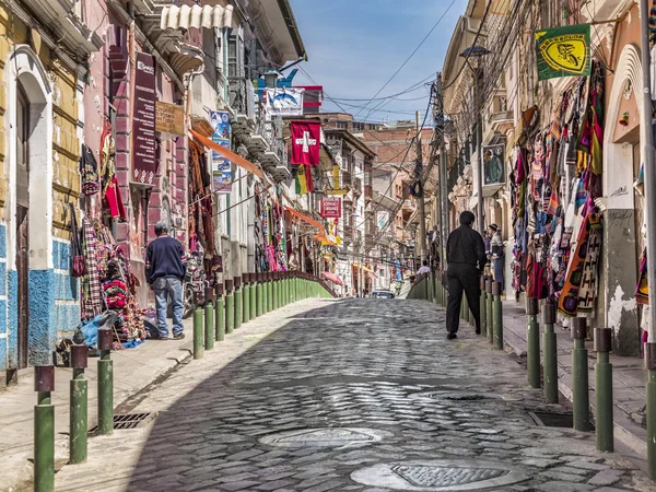 Popular turista e ruas comerciais de La Paz — Fotografia de Stock