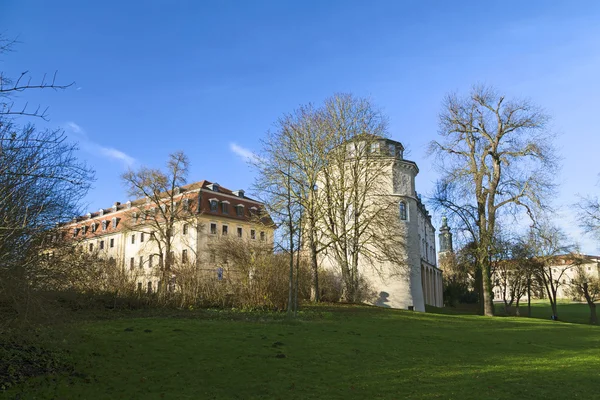 View from the Ilm park in weimar to green castle and Anna Amalia — Stock Photo, Image