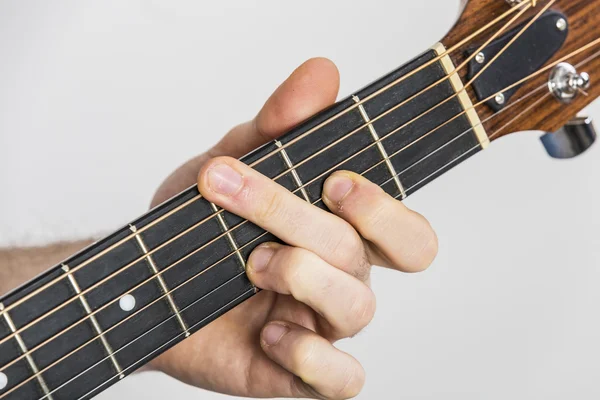 Detail of fingers and hand of guitar player — Stock Photo, Image