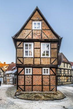  Quedlinburg doğal eski yarı ahşap evleri